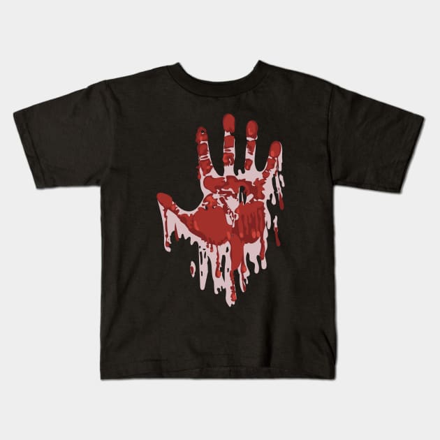 Spooky Blood Hand Halloween Kids T-Shirt by PunnyPoyoShop